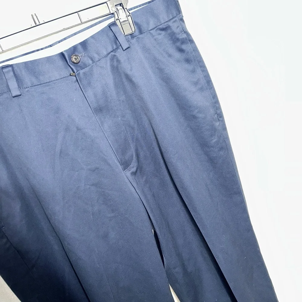 Brooks Brothers Advantage Chino Hudson Mens 34x32 Navy Blue Flat Front Pants